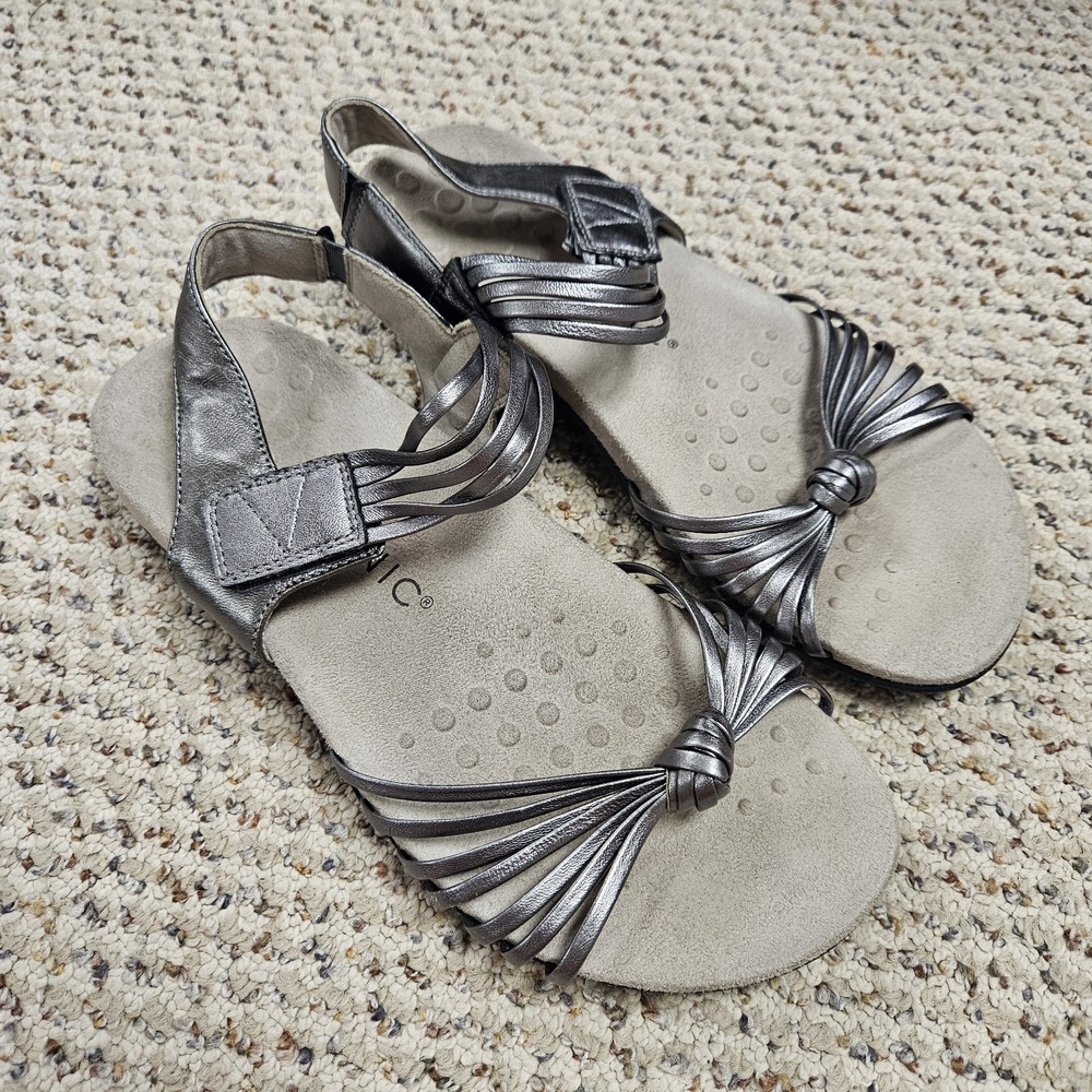 Vionic Talulah Women's Size 8 Wide Adjustable Sandal Gray Orthotic Footbed Strap
